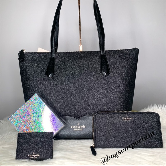 kate spade Handbags - Kate Spade LG Glitter Tote / Wallet 3 piece set